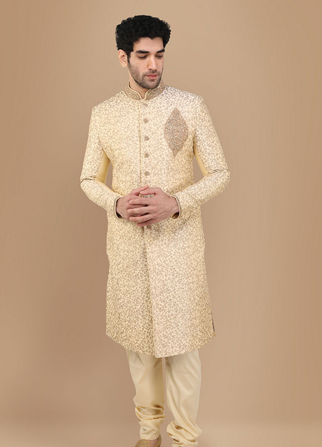 Glam Biscuit Shade Sherwani Suit image number 1